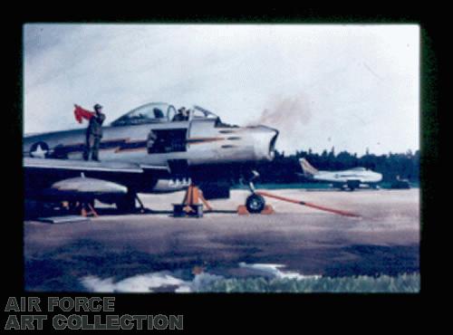 F-86S ON A BORE-SIGHTING RANGE IN ENGLAND